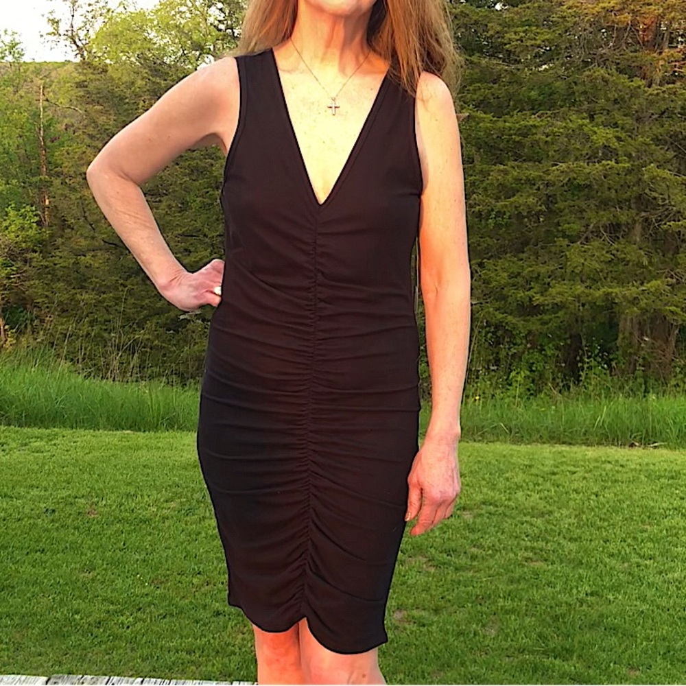 TMG Ruched Stretchy Bodycon Tank Sleeve Dress